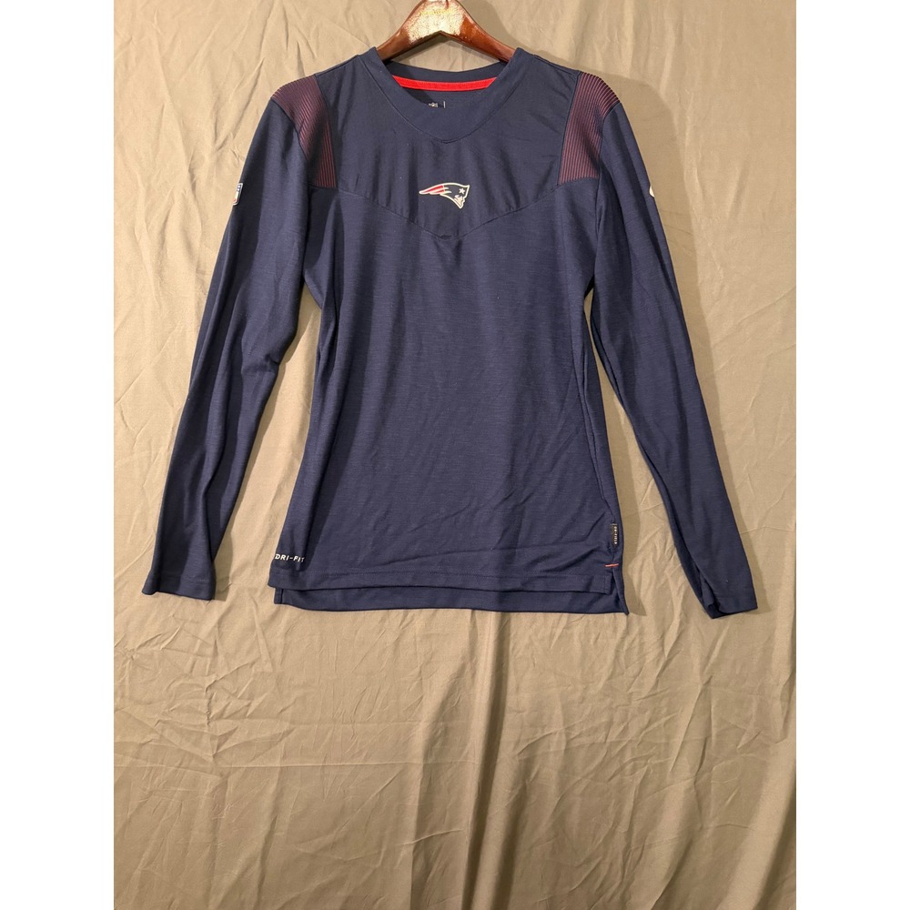 Nike NFL On-Field New England Patriots Dri-FIT Long Sleeve Shirt Navy Blue Small